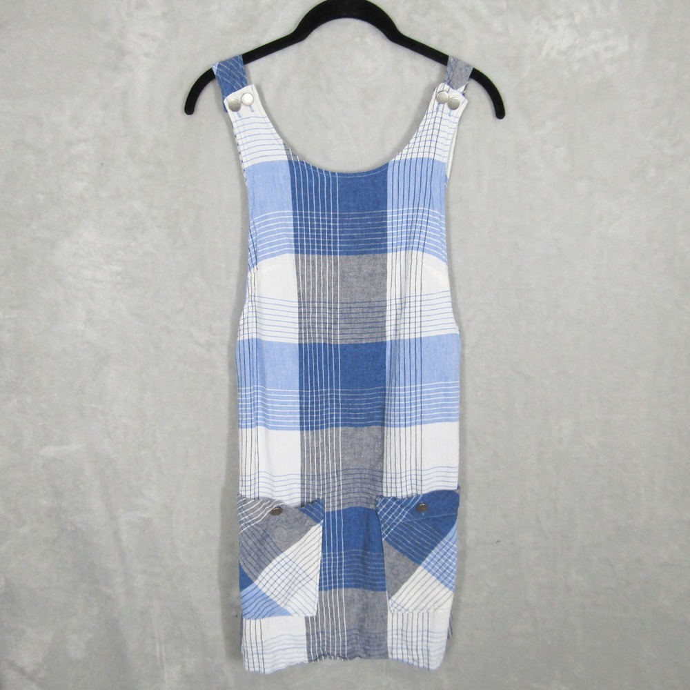 Urban Outfitters Plaid Mini Dress XS Jumper Sleeveless Blue White Gray